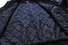 画像5: 90s カナダ製 jjm TULLAMORE ADVANTAGE 刺繍 スタンドカラー キルティングライナー メルトン ウール 袖革スタジャン 黒×紺 (5)