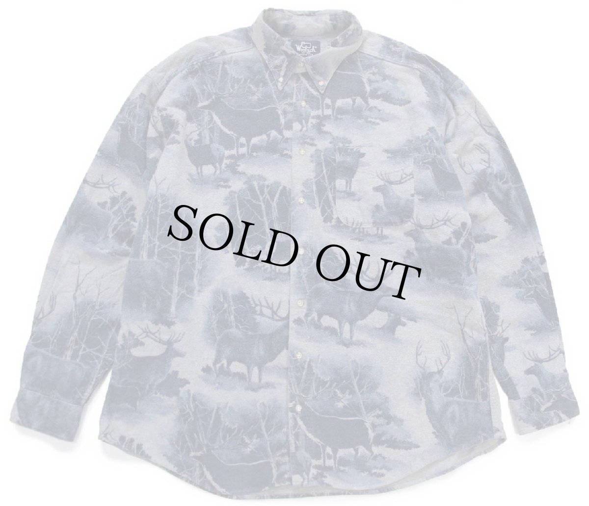 画像1: 80s USA製 Woolrichウールリッチ 鹿柄 ボタンダウン コットン シャモアクロスシャツ XL (1)