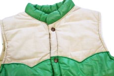 画像3: 70s Swingster ツートン ヨーク切り替え 中綿入り ナイロンベスト 黄緑×ベージュ M (3)