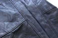 画像7: 90s カナダ製 jjm TULLAMORE ADVANTAGE 刺繍 スタンドカラー キルティングライナー メルトン ウール 袖革スタジャン 黒×紺 (7)