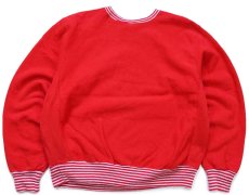 画像2: 90s USA製 MVP INDIANA 刺繍 リブボーダー リバースウィーブ スウェット 赤 XL (2)