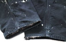 画像8: メキシコ製 carharttカーハート ペンキ飛び チェック ネルライナー ダック地 ペインターパンツ 黒 フェード W36 L32 (8)