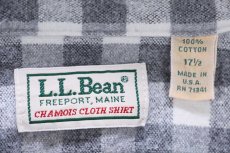 画像4: 80s USA製 L.L.Bean CHAMOIS CLOTH SHIRT ギンガムチェック コットン シャモアクロスシャツ グレー×白 17.5 (4)
