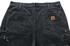 画像5: メキシコ製 carharttカーハート ペンキ飛び チェック ネルライナー ダック地 ペインターパンツ 黒 フェード W36 L32 (5)