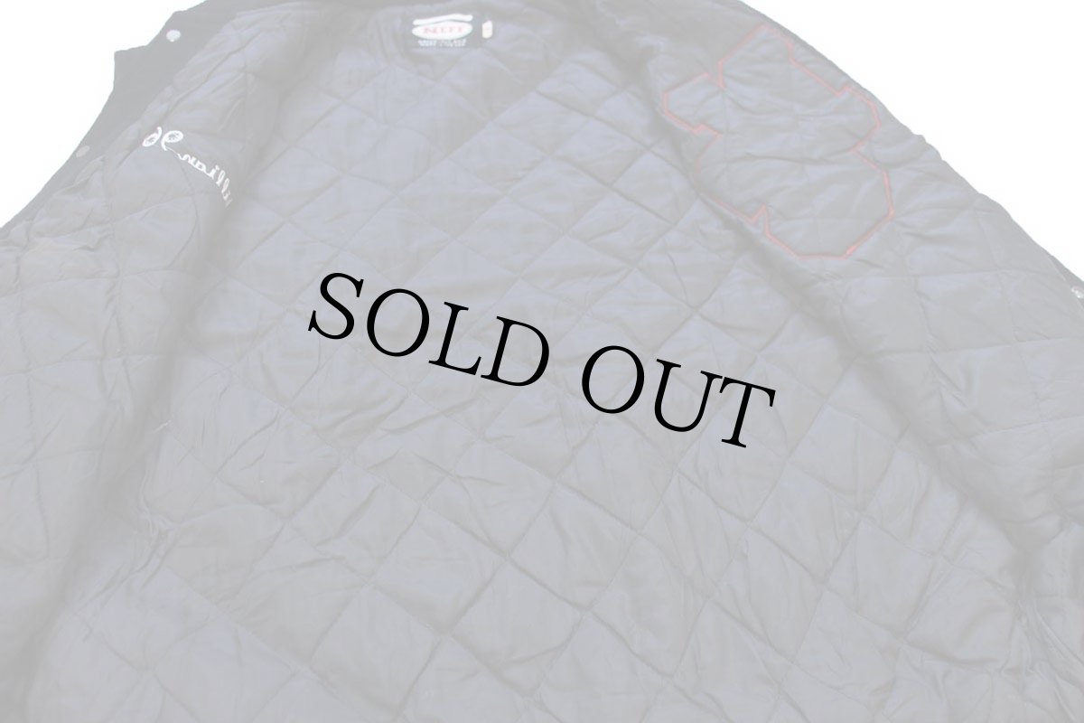 画像5: 90s USA製 NEFF 刺繍&パッチ付き キルティングライナー メルトン ウール スタジャン ベスト 黒 L (5)