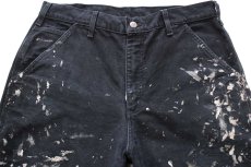 画像4: メキシコ製 carharttカーハート ペンキ飛び チェック ネルライナー ダック地 ペインターパンツ 黒 フェード W34 L34 (4)