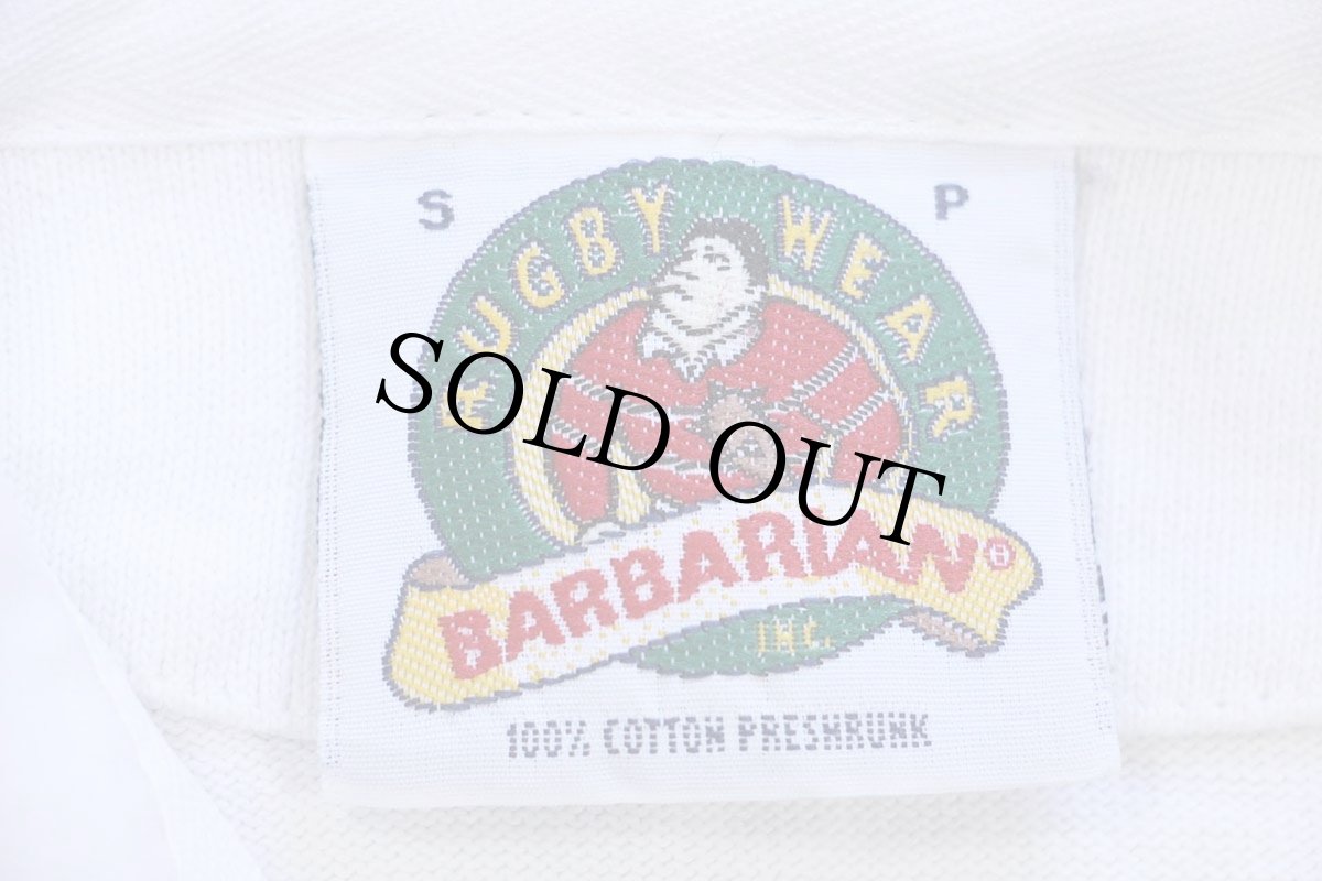 画像5: カナダ製 BARBARIANバーバリアン NOTRE DAME ACADEMY Coach 刺繍 太ボーダー コットン ラガーシャツ 紺×白 S (5)