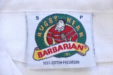 画像5: カナダ製 BARBARIANバーバリアン NOTRE DAME ACADEMY Coach 刺繍 太ボーダー コットン ラガーシャツ 紺×白 S (5)