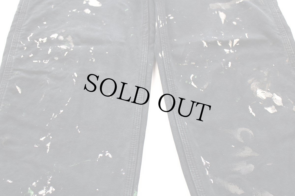 画像7: メキシコ製 carharttカーハート ペンキ飛び チェック ネルライナー ダック地 ペインターパンツ 黒 フェード W36 L32 (7)