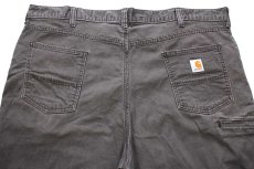 画像5: carharttカーハート ストレッチ ライトダック地 ワークパンツ グレーブラウン W44 L30★A 特大 (5)