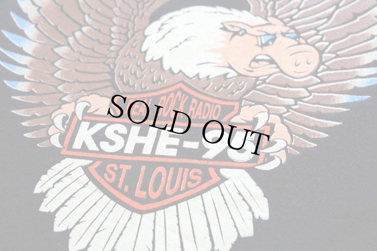 画像4: 80s USA製 KSHE-95 REAL ROCK RADIO ハーレー モチーフ スウェット 黒 フェード XL (4)