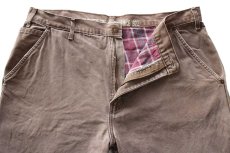 画像4: Dickiesディッキーズ チェック ネルライナー ダック地 ペインターパンツ 焦げ茶 フェード W38 L32 (4)