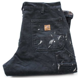 US企画 carhartt ペンキ フェード ペインターパンツ　W34 carharttカーハート ペンキ飛び ダック地 ペインターパンツ 黒