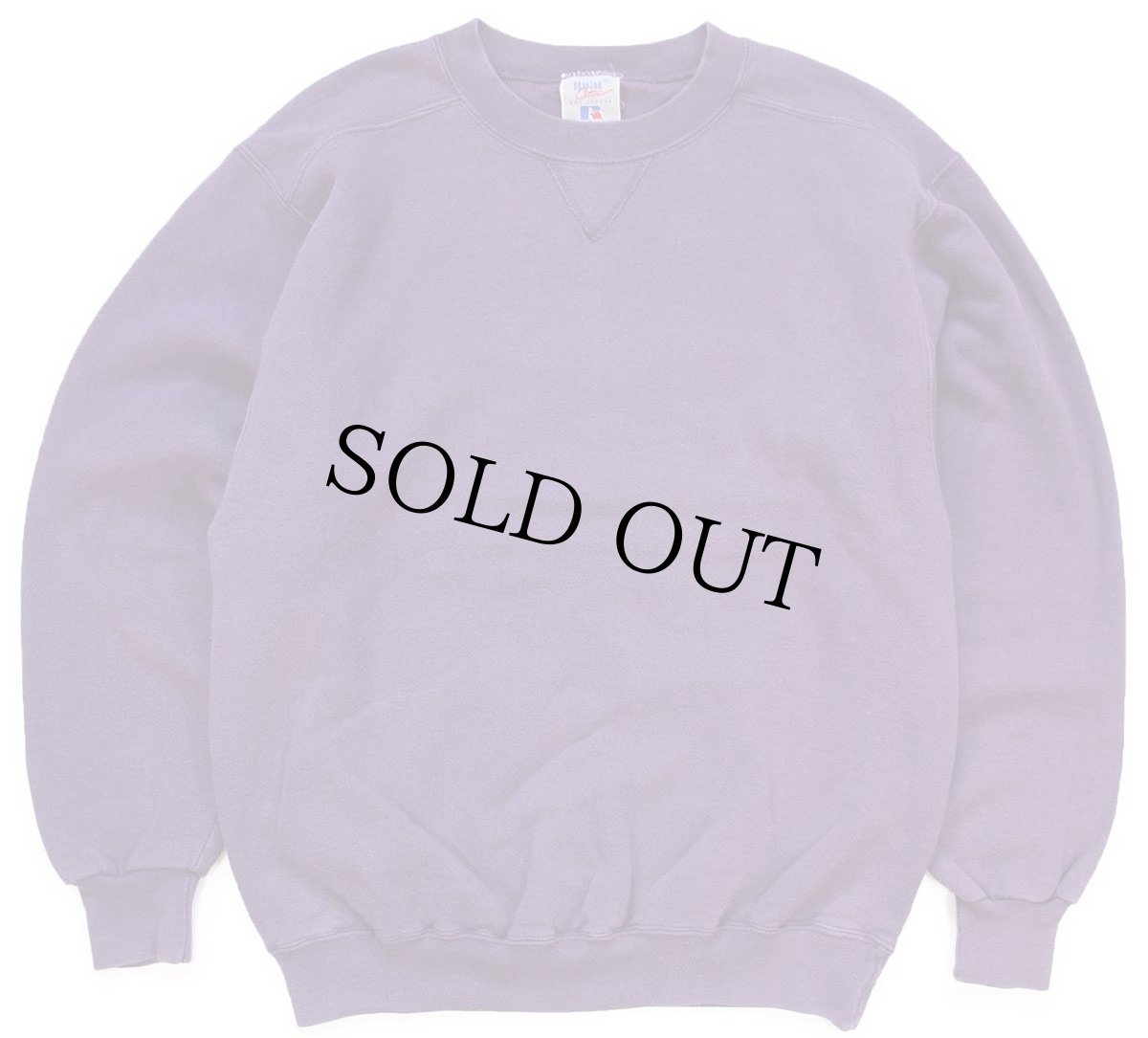 画像1: 90s USA製 RUSSELLラッセル 無地 前V スウェット 紫 S★ブランク (1)