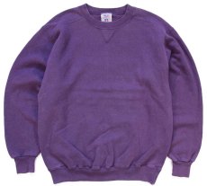 画像1: 90s USA製 RUSSELLラッセル 無地 前V スウェット 紫 S★ブランク (1)