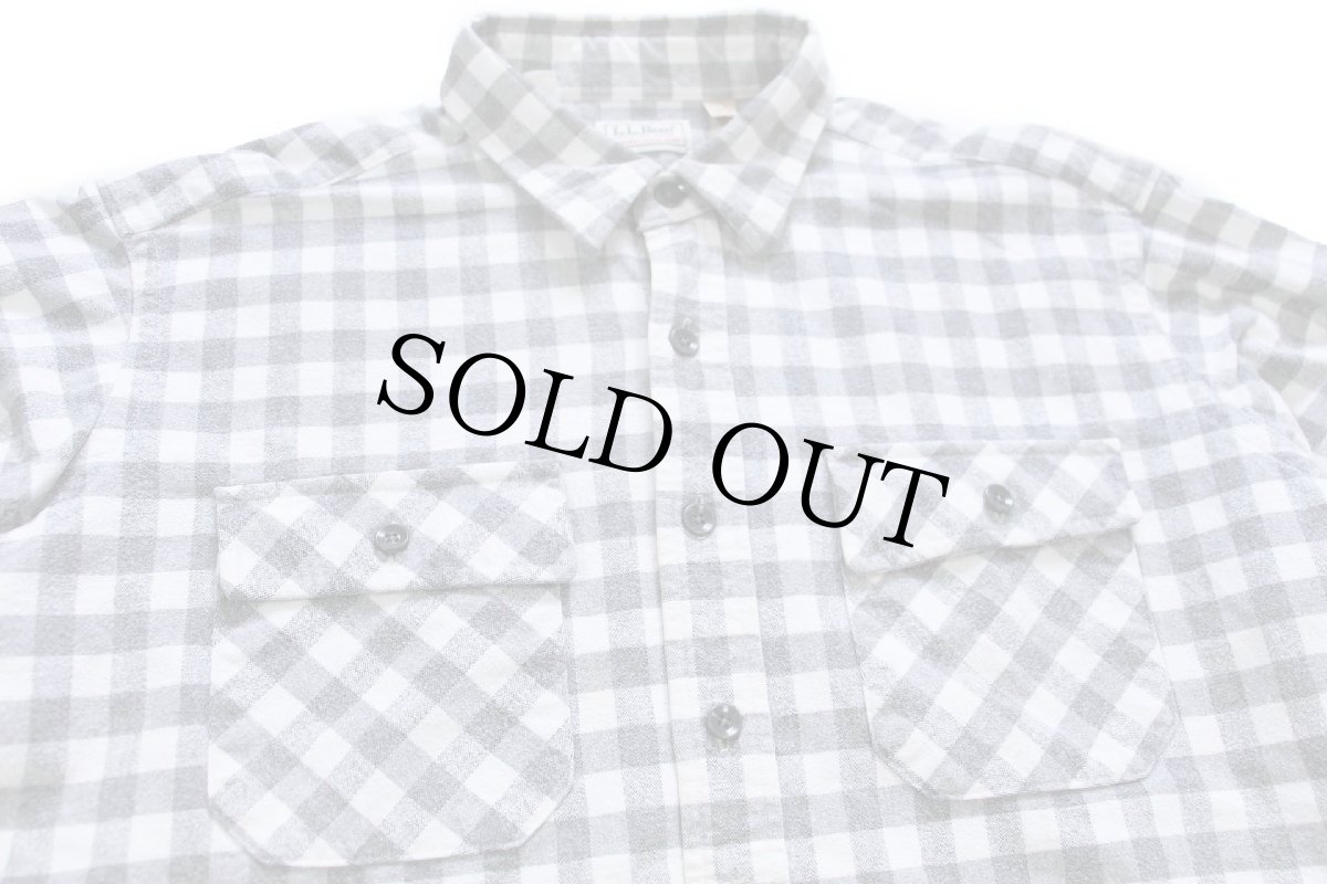 画像3: 80s USA製 L.L.Bean CHAMOIS CLOTH SHIRT ギンガムチェック コットン シャモアクロスシャツ グレー×白 17.5 (3)
