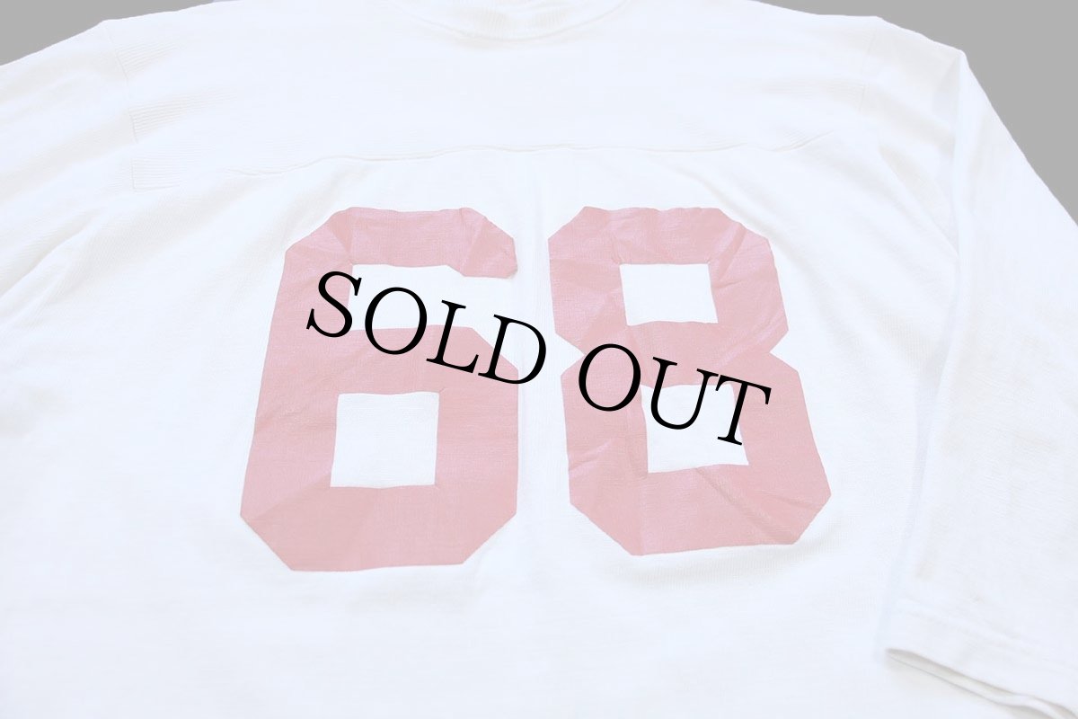 画像3: 60s USA製 Wilson 68 ナンバリング コットン×ナイロン フットボールTシャツ 生成り L (3)