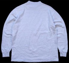 画像2: 90s USA製 NORTH CAROLINA モックネック コットン 長袖Tシャツ 杢ライトグレー L (2)