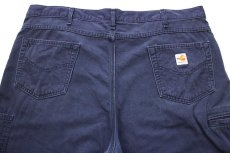 画像5: メキシコ製 carharttカーハート FR NFPA2112 ダック地 ワークパンツ 紺 フェード W42 L30 (5)