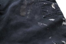 画像9: carharttカーハート ペンキ飛び＆ダメージ チェック ネルライナー ダブルニー ダック地 ペインターパンツ ボロ 黒 フェード W36 (9)
