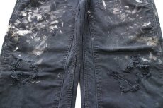 画像8: carharttカーハート ペンキ飛び＆ダメージ チェック ネルライナー ダブルニー ダック地 ペインターパンツ ボロ 黒 フェード W36 (8)