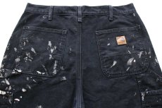 画像5: メキシコ製 carharttカーハート ペンキ飛び チェック ネルライナー ダック地 ペインターパンツ 黒 フェード W34 L34 (5)