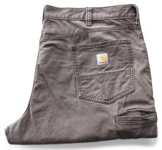 画像1: carharttカーハート ストレッチ ライトダック地 ワークパンツ グレーブラウン W44 L30★B 特大 (1)