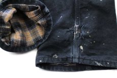 画像9: メキシコ製 carharttカーハート ペンキ飛び チェック ネルライナー ダック地 ペインターパンツ 黒 フェード W34 L34 (9)