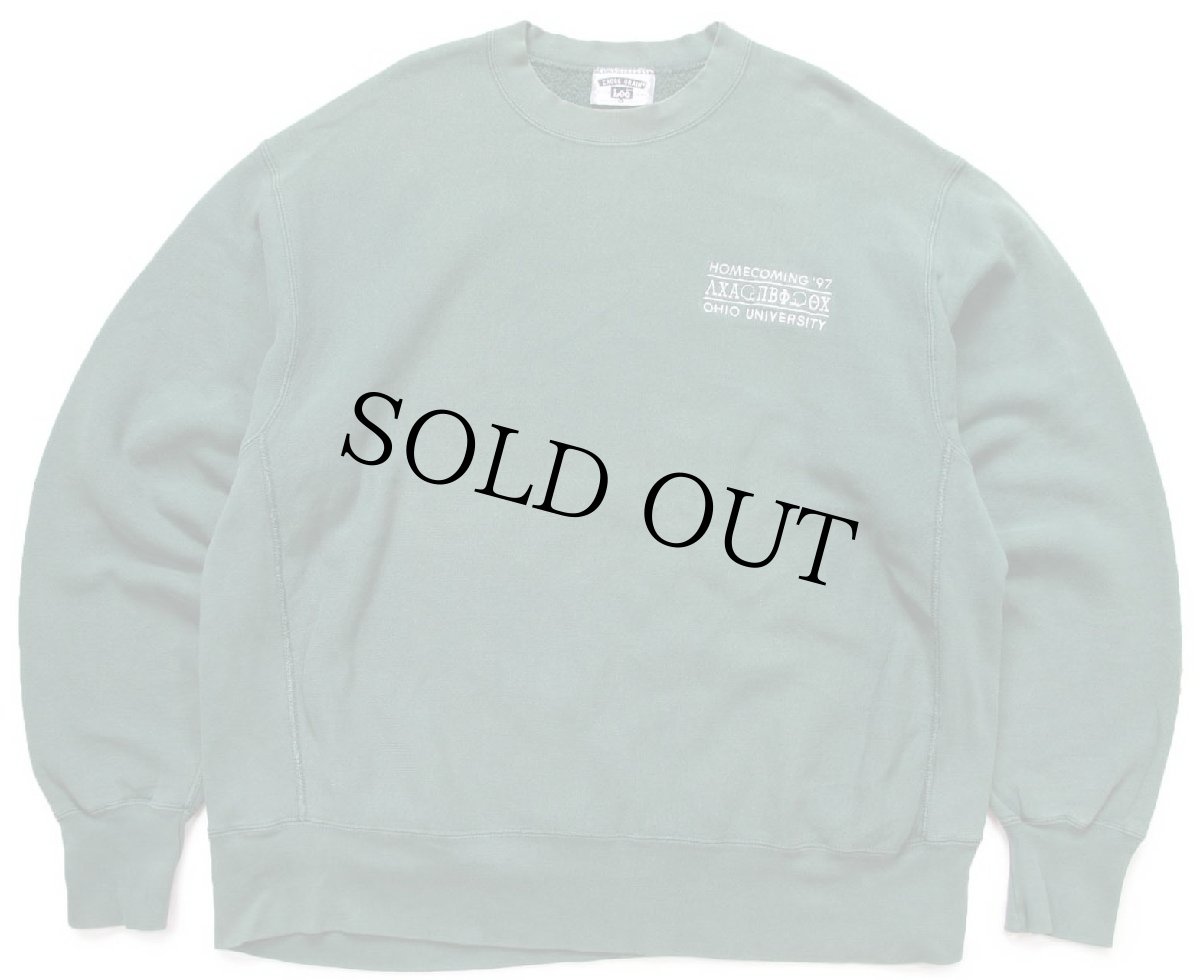 画像1: 90s USA製 Leeリー OHIO UNIVERSITY フラタニティ アメフト 刺繍 リバースウィーブ スウェット 緑 XL (1)