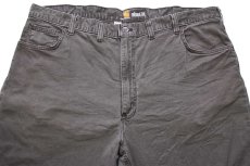 画像4: carharttカーハート ストレッチ ライトダック地 ワークパンツ グレーブラウン W44 L30★A 特大 (4)