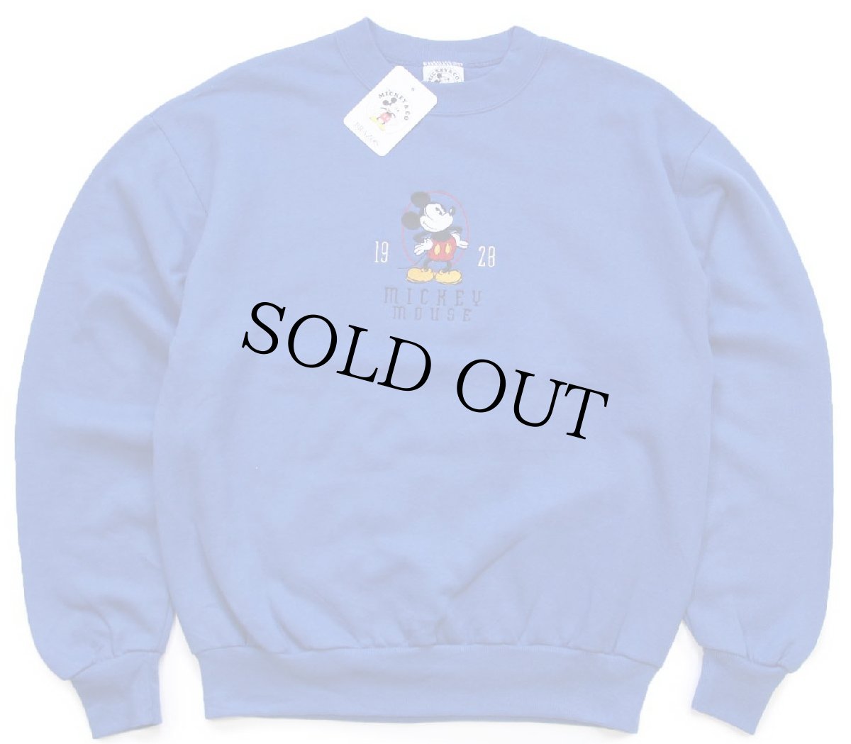 画像1: デッドストック★90s USA製 Disney ディズニー MICKEY MOUSE 1928 ミッキー マウス 刺繍 スウェット 青 M (1)