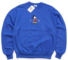 画像1: デッドストック★90s USA製 Disney ディズニー MICKEY MOUSE 1928 ミッキー マウス 刺繍 スウェット 青 M (1)