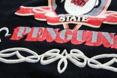 画像4: 90s USA製 YOUNGSTOWN PENGUINS マスコット ひび割れプリント スウェット 黒 XL (4)