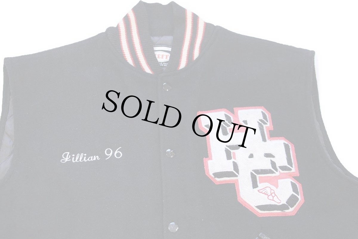 画像3: 90s USA製 NEFF 刺繍&パッチ付き キルティングライナー メルトン ウール スタジャン ベスト 黒 L (3)