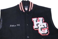 画像3: 90s USA製 NEFF 刺繍&パッチ付き キルティングライナー メルトン ウール スタジャン ベスト 黒 L (3)