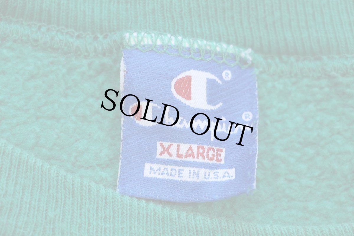 画像5: 90s USA製 Championチャンピオン NBA SEATTLE SUPERSONICS エンボス加工 前V スウェット 緑 XL (5)