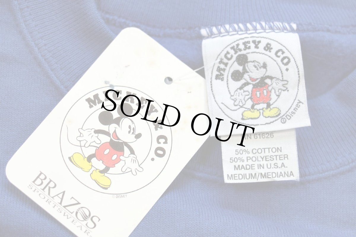 画像4: デッドストック★90s USA製 Disney ディズニー MICKEY MOUSE 1928 ミッキー マウス 刺繍 スウェット 青 M (4)