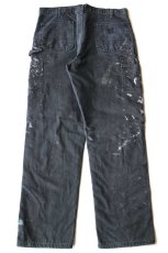 画像3: carharttカーハート ペンキ飛び＆ダメージ チェック ネルライナー ダブルニー ダック地 ペインターパンツ ボロ 黒 フェード W36 (3)