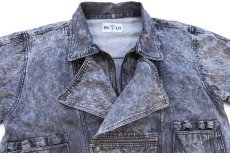 画像3: 80s OSLO デザイン ケミカルウォッシュ ブラック デニムジャケット L★アシッド (3)