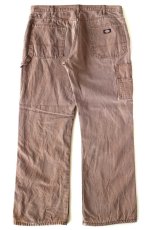 画像3: Dickiesディッキーズ チェック ネルライナー ダック地 ペインターパンツ 焦げ茶 フェード W38 L32 (3)