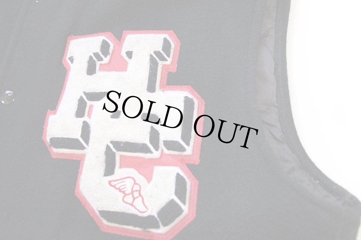 画像6: 90s USA製 NEFF 刺繍&パッチ付き キルティングライナー メルトン ウール スタジャン ベスト 黒 L (6)