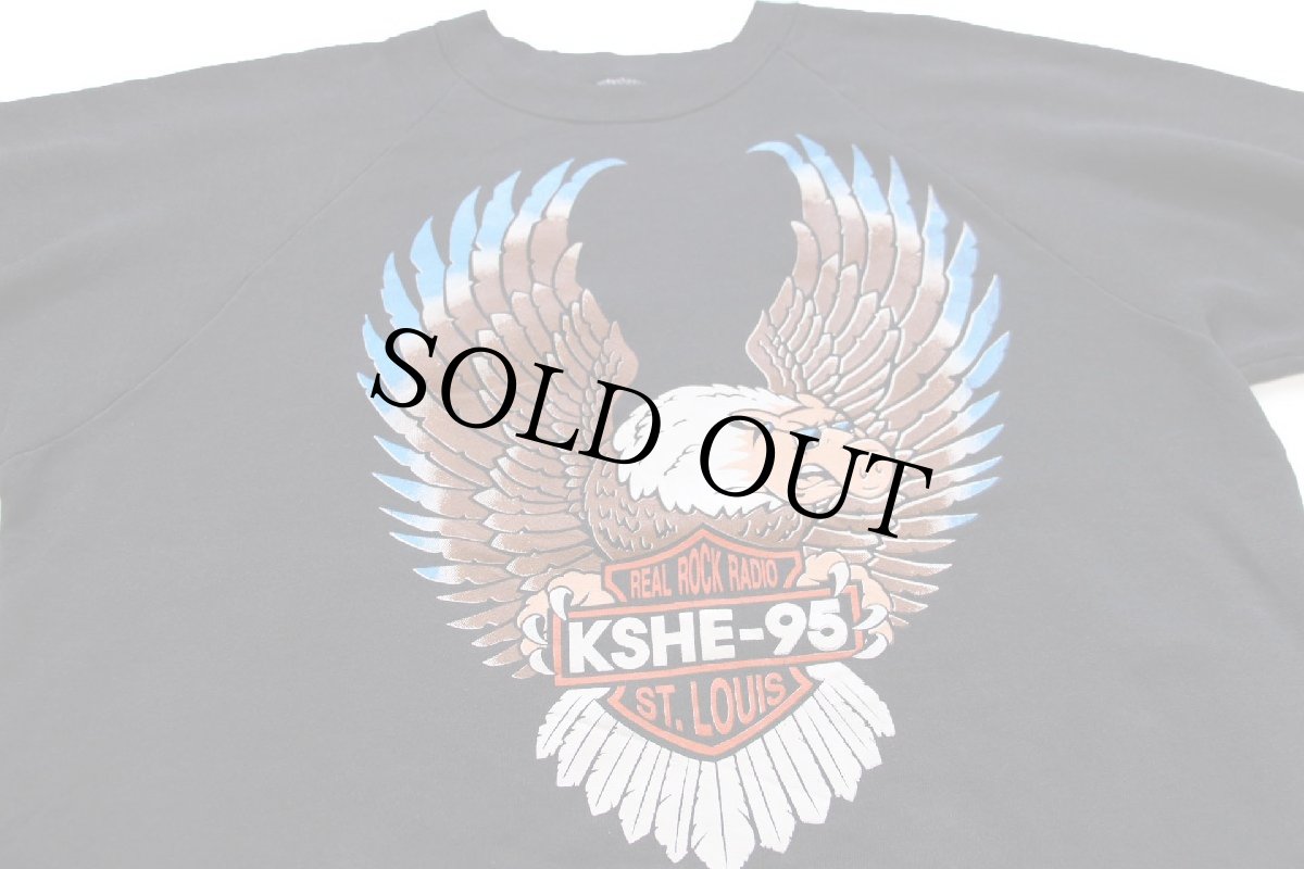 画像3: 80s USA製 KSHE-95 REAL ROCK RADIO ハーレー モチーフ スウェット 黒 フェード XL (3)