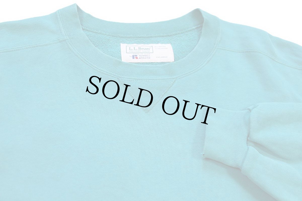 画像3: 90s USA製 L.L.Bean×RUSSELLラッセル 前V スウェット エメラルドグリーン XXL★特大 ブランク (3)