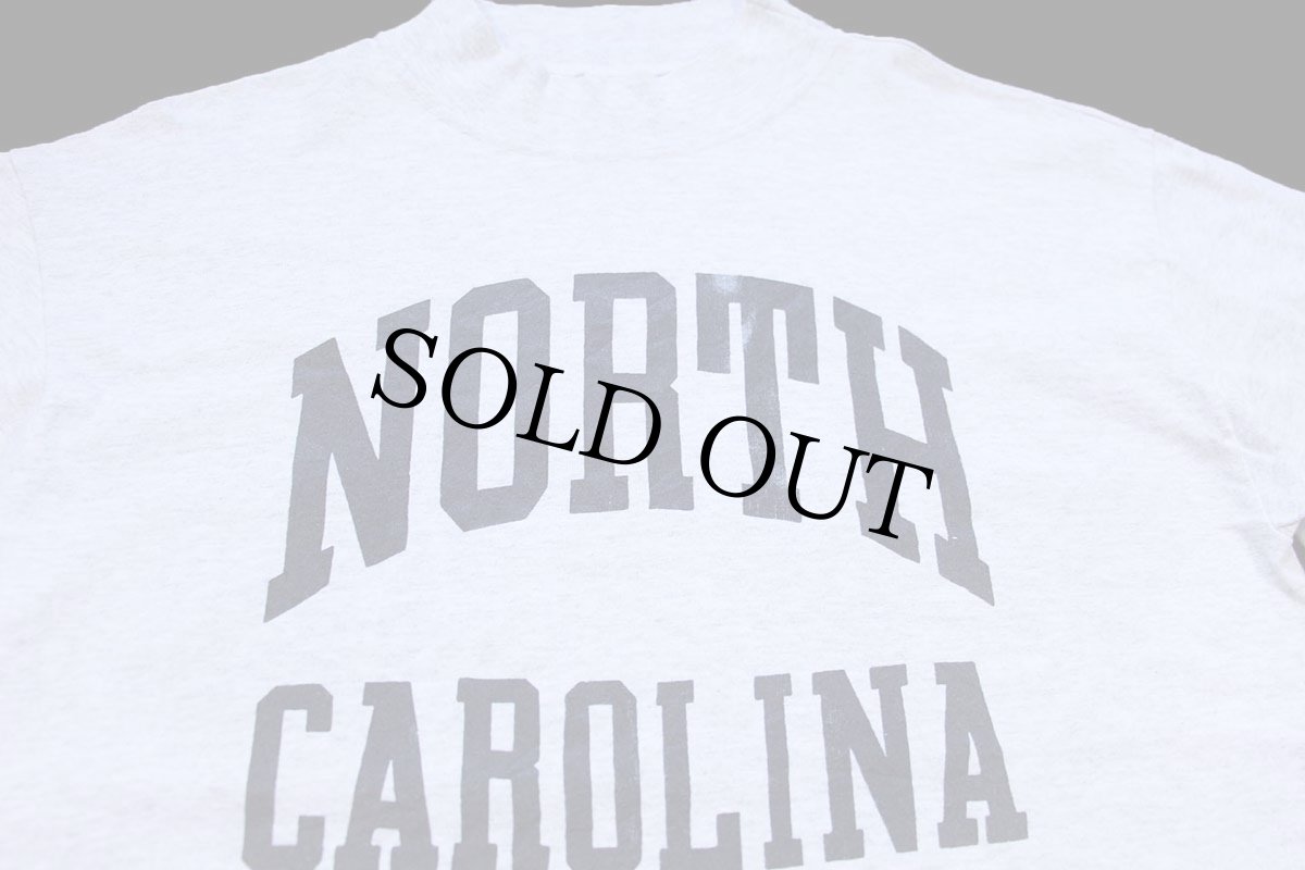 画像3: 90s USA製 NORTH CAROLINA モックネック コットン 長袖Tシャツ 杢ライトグレー L (3)