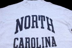 画像3: 90s USA製 NORTH CAROLINA モックネック コットン 長袖Tシャツ 杢ライトグレー L (3)