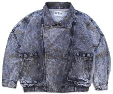 画像1: 80s OSLO デザイン ケミカルウォッシュ ブラック デニムジャケット L★アシッド (1)