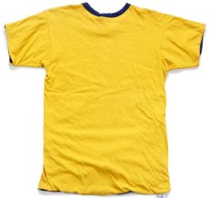 画像2: 70s USA製 Championチャンピオン G.P.H.S. PHYSICAL ED. 染み込みプリント コットン リバーシブルTシャツ 黄×紺 S (2)