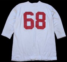 画像2: 60s USA製 Wilson 68 ナンバリング コットン×ナイロン フットボールTシャツ 生成り L (2)