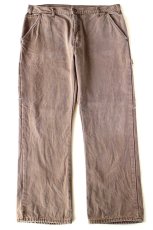 画像2: Dickiesディッキーズ チェック ネルライナー ダック地 ペインターパンツ 焦げ茶 フェード W38 L32 (2)