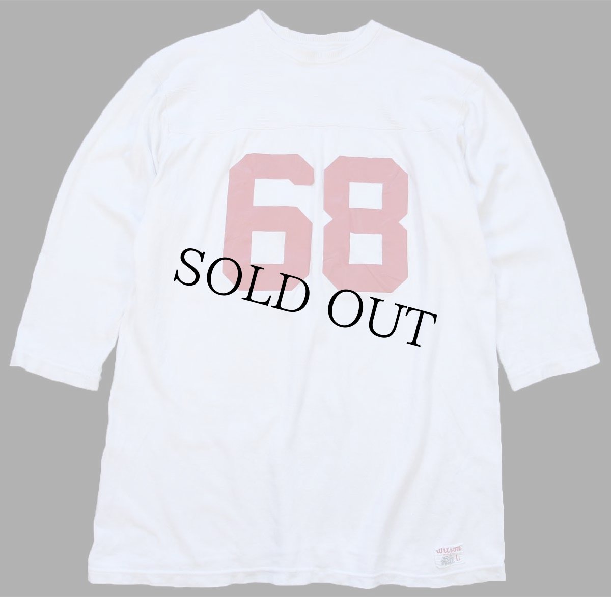 画像1: 60s USA製 Wilson 68 ナンバリング コットン×ナイロン フットボールTシャツ 生成り L (1)